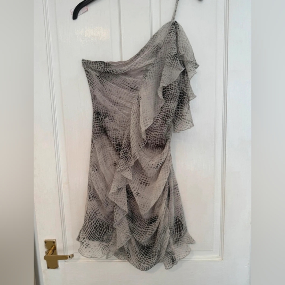 Zara Silver Asymmetrical One-Shoulder Cocktail Dress